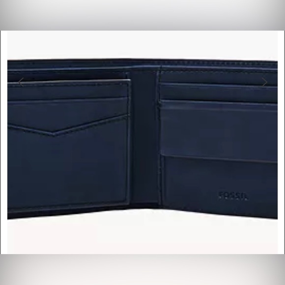 New Fossil Everett Large Coin Pocket Bifold Wallet Insignia Blue - Picture 3 of 11